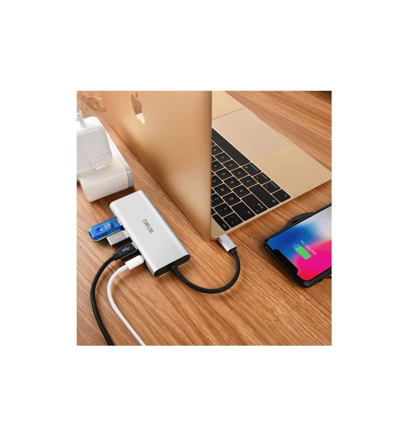 Usb-C Til Hdmi / Usb Hub-Adapter For Datamaskin - Sølv