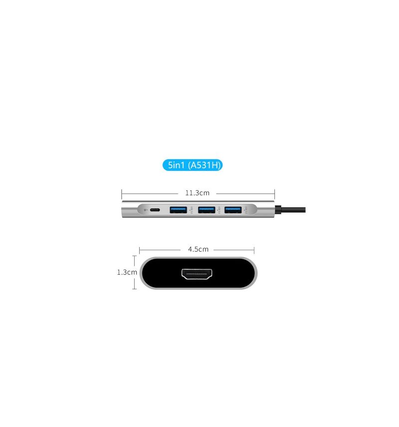 Usb-C Til Hdmi / Usb-Hubadapter For Datamaskin - Grå