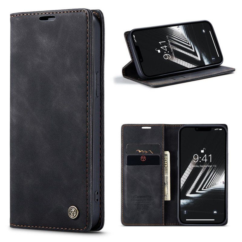 Beskyttelse Deksel Til iPhone 15 Folio Deksel Vintage Faux Leather Caseme