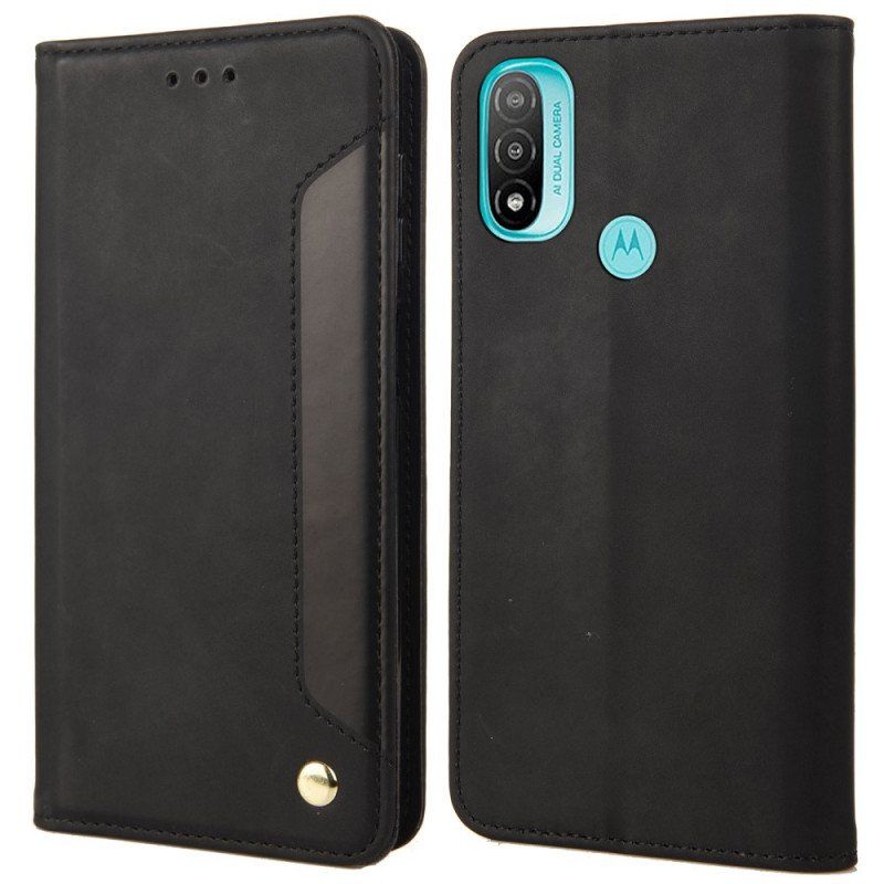 Beskyttelse Deksel Til Moto E40 / E30 / E20 Folio Deksel Tofarget Business Leather Effect