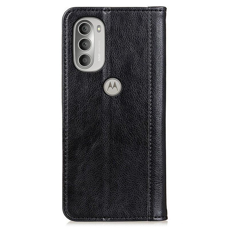 Beskyttelse Deksel Til Moto G51 5G Folio Deksel Elegance Split Litchi Leather