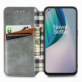 Folio Deksel Til OnePlus Nord N10 Anti-fall Kub Design Kortholder