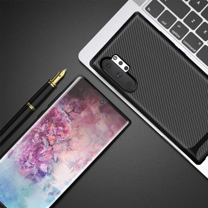 Deksel Til Samsung Galaxy Note 10+ / Note 10+ 5G Carbon Case - Svart