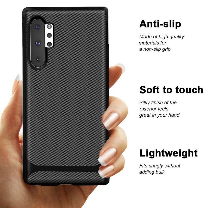 Deksel Til Samsung Galaxy Note 10+ / Note 10+ 5G Carbon Case - Svart