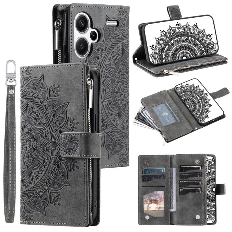 Lærdeksel Folio Deksel Xiaomi Redmi Note 13 Pro Plus 5g Mandala Strap Lommebok