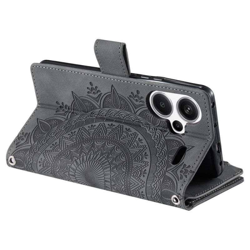 Lærdeksel Folio Deksel Xiaomi Redmi Note 13 Pro Plus 5g Mandala Strap Lommebok