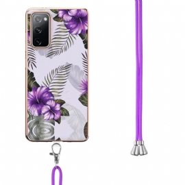 Deksel Til Samsung Galaxy S20 FE Med Snor Eksotiske Blomster