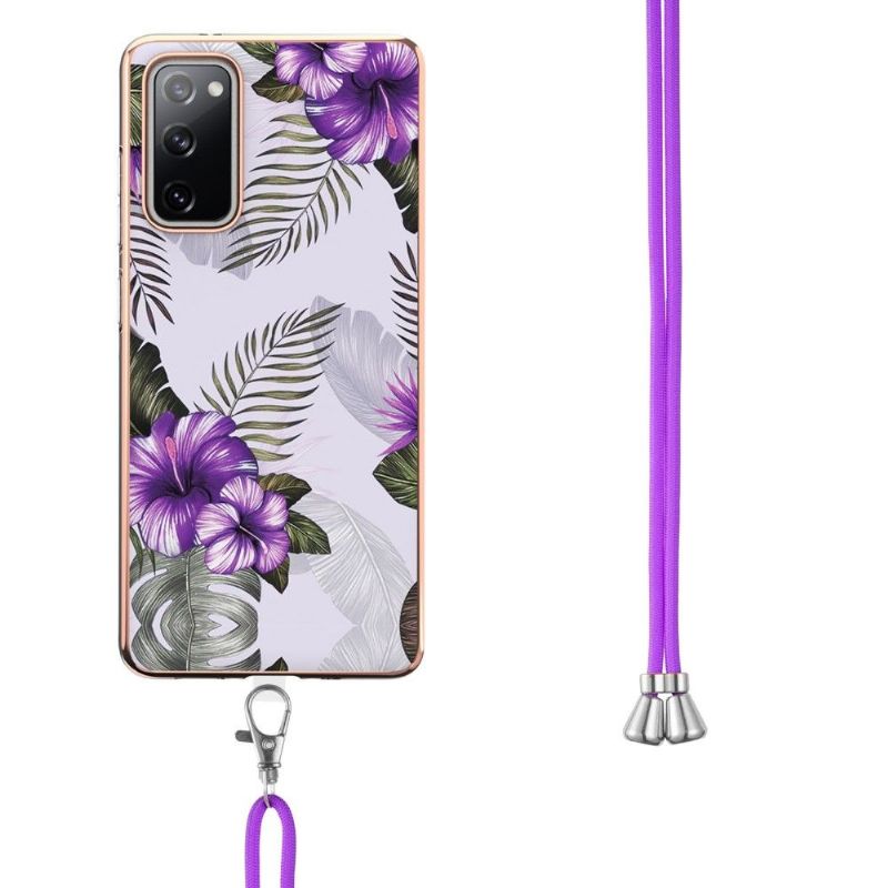 Deksel Til Samsung Galaxy S20 FE Med Snor Eksotiske Blomster