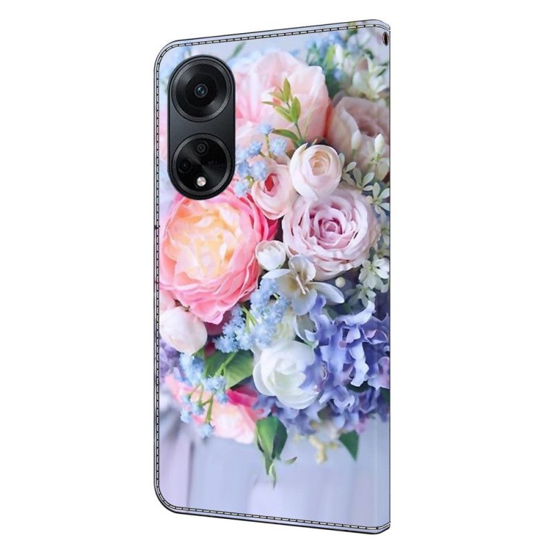 Lærdeksel Folio Deksel Oppo A98 5g Fargerike Blomster