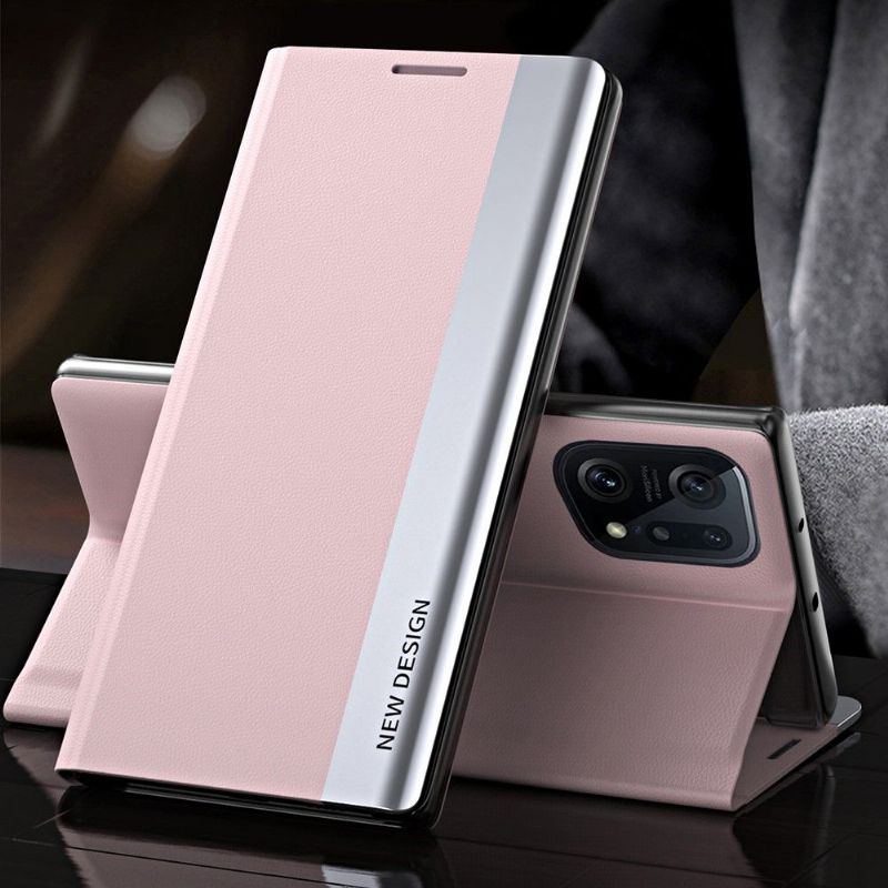 Etui Til Oppo Find X5 Pro Business Skinneffektmagnet