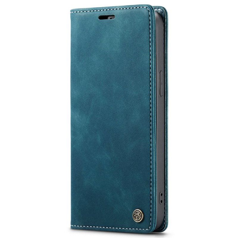 Beskyttelse Deksel Til iPhone 15 Folio Deksel Vintage Faux Leather Caseme