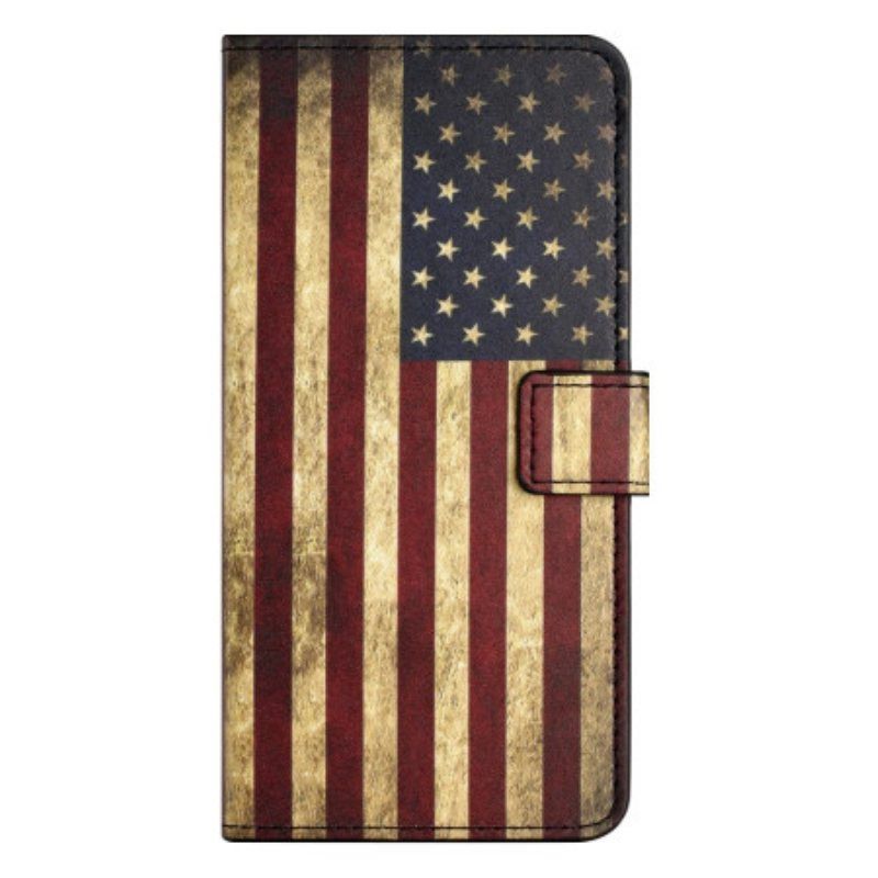 Lærdeksel Til iPhone 15 Vintage Usa-flagg