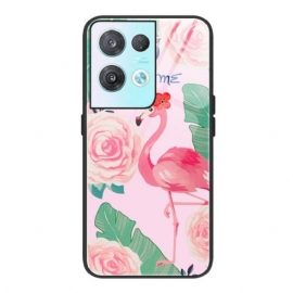 Deksel Til Oppo Reno 8 Flamingo Herdet Glass