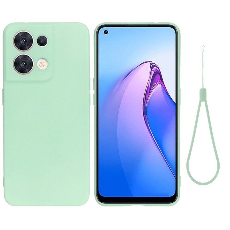 Deksel Til Oppo Reno 8 Med Kjede Strappy Flytende Silikon