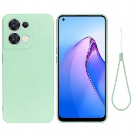 Deksel Til Oppo Reno 8 Med Kjede Strappy Flytende Silikon