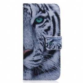 Folio Deksel Til Oppo Reno 8 Med Kjede Strappy White Tiger