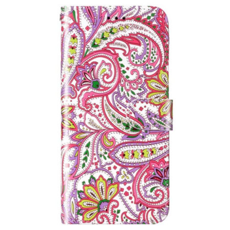 Lærdeksel Til Xiaomi 12 Lite Med Kjede Strappy Paisley-mønster