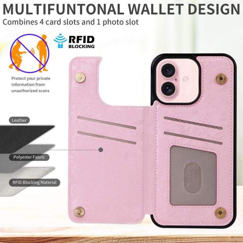 Deksel iPhone 16 Floral Rfid-kortholder