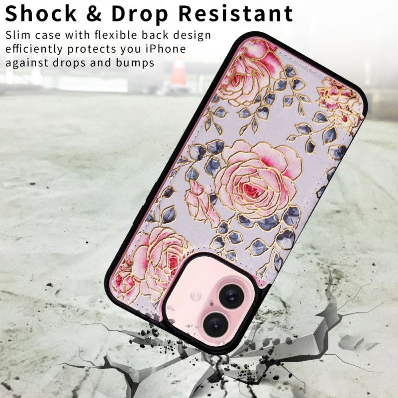 Deksel iPhone 16 Floral Rfid-kortholder