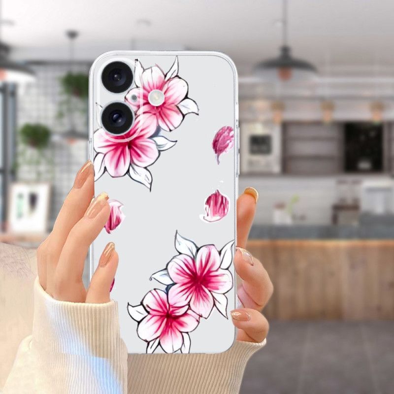 Deksel iPhone 16 Mobildeksel Transparent Edge Cherry Blossom