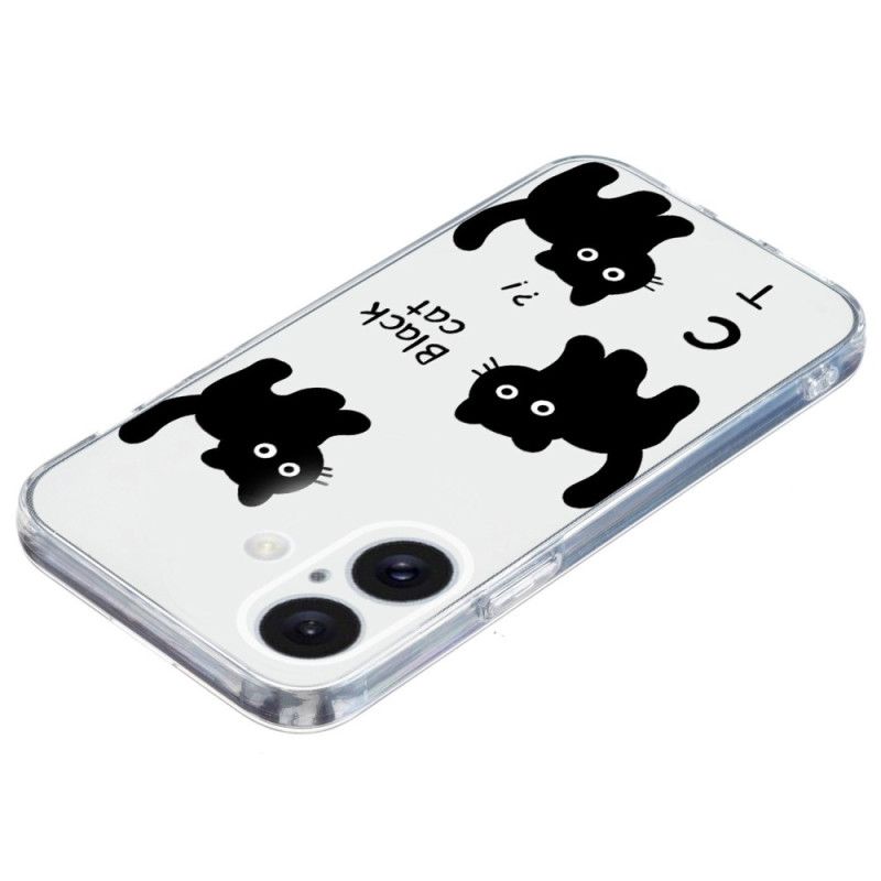 Deksel Til iPhone 16 Transparent Edge Black Cats