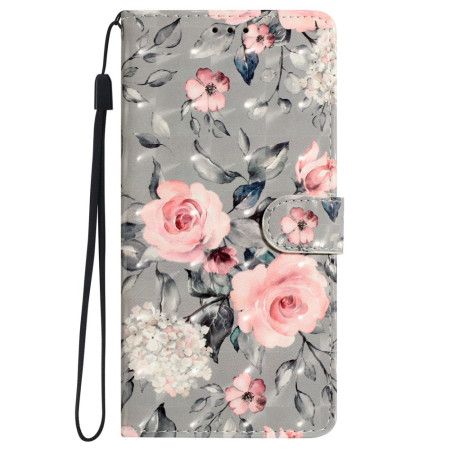 Folio Deksel iPhone 16 Blomstertrykk Med Stropp