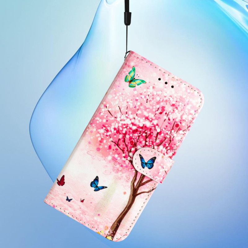 Folio Deksel iPhone 16 Cherry Blossom Tree Med Stropp