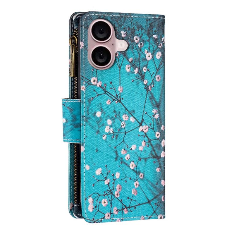 Lærdeksel Folio Deksel iPhone 16 Plum Blossoms Lommebok