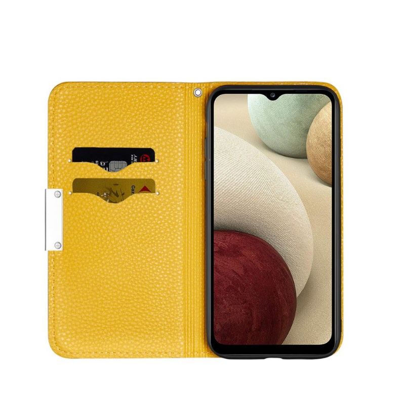 Lærdeksel Til Samsung Galaxy A12 Originalitet Folio Deksel Grained Faux Leather Flip