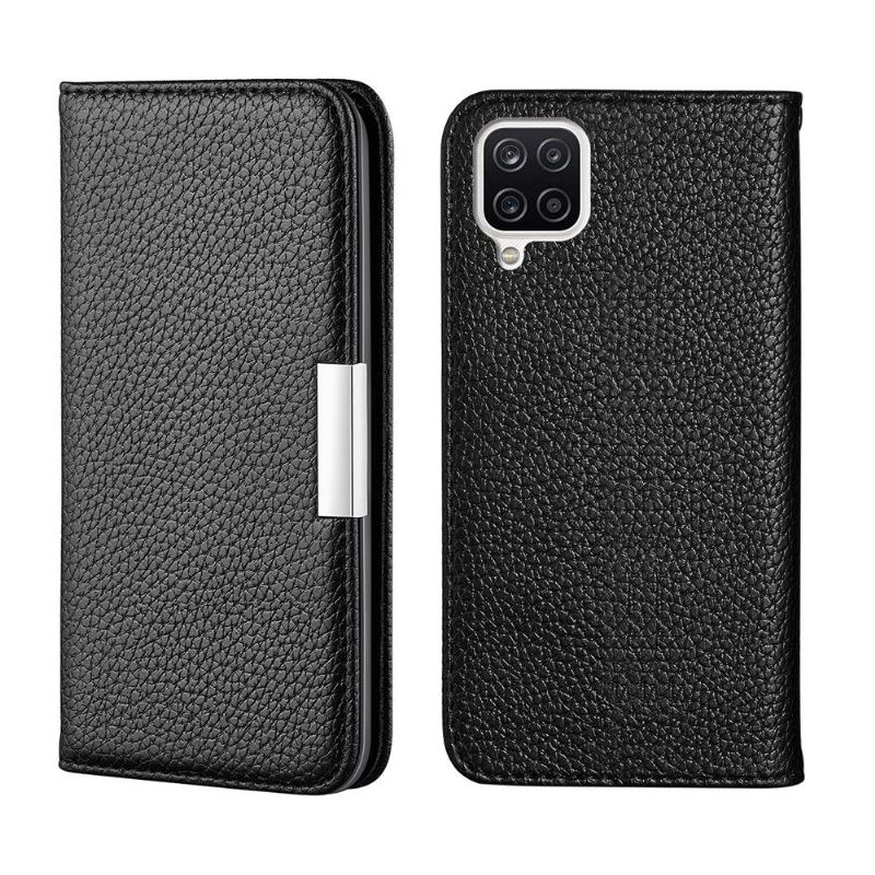 Lærdeksel Til Samsung Galaxy A12 Originalitet Folio Deksel Grained Faux Leather Flip