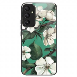 Deksel Samsung Galaxy A55 5g Hvite Blomster Av Herdet Glass