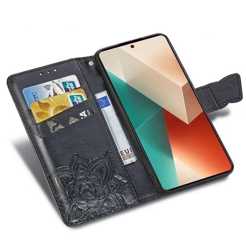 Folio Deksel Xiaomi Redmi Note 13 5g Barokk Sommerfugl Med Stropp