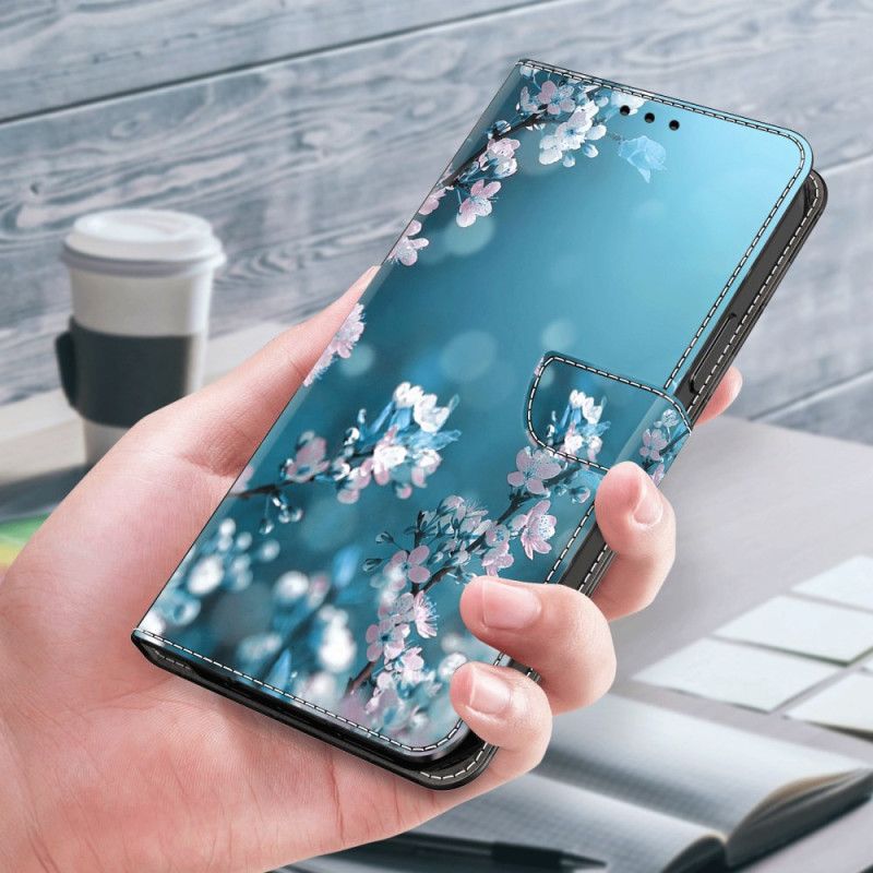 Lærdeksel Folio Deksel Xiaomi Redmi Note 13 5g Mobildeksel Plommeblomster