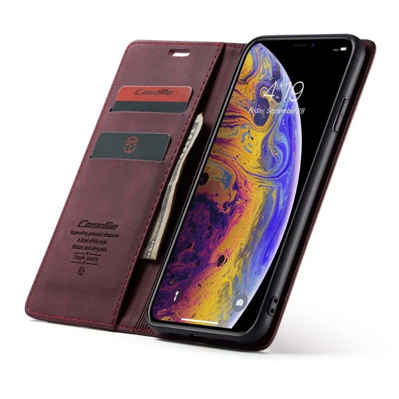 Lærdeksel Til iPhone XS Max Golias Leather Effect - Rødvin