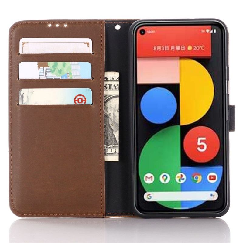 Etui Til Google Pixel 5 Folio Deksel Retro Kunstskinn