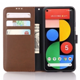 Etui Til Google Pixel 5 Folio Deksel Retro Kunstskinn