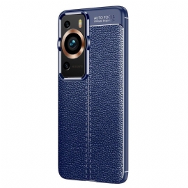 Deksel Til Huawei P60 Pro Dobbel Line Litchi Leather Effect