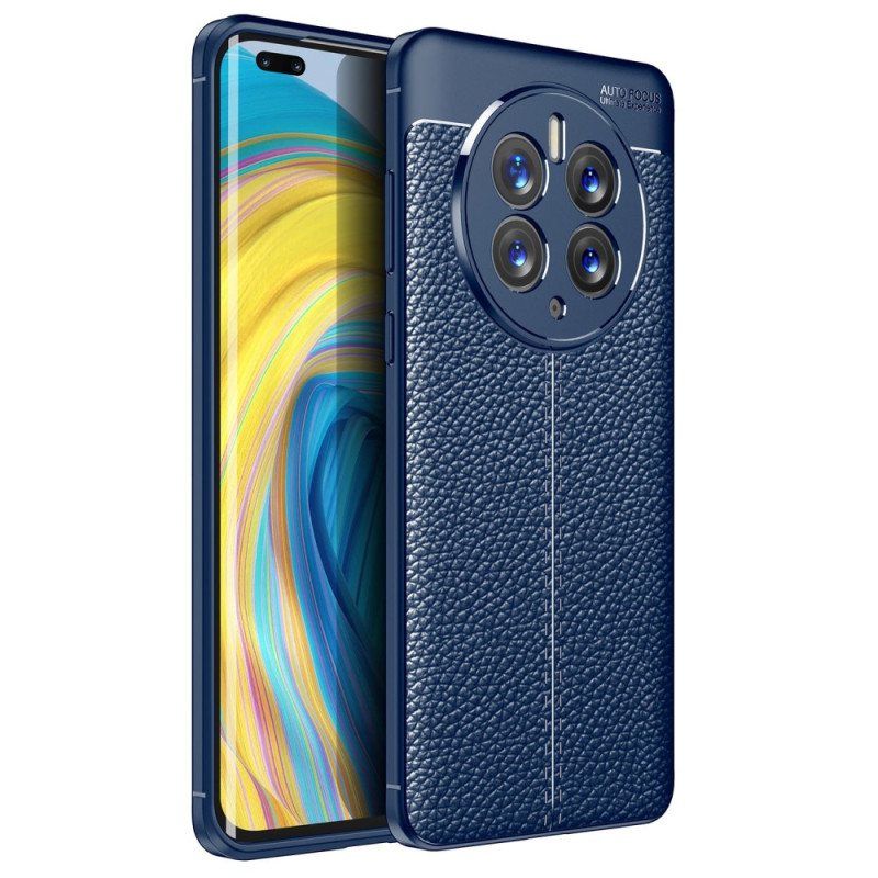 Deksel Til Huawei Mate 50 Pro Dobbel Linje Litchi Leather Effect