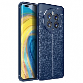 Deksel Til Huawei Mate 50 Pro Dobbel Linje Litchi Leather Effect