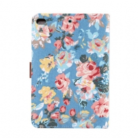 iPad Mini 2019 - Fabric Cover Floral Case - Blå