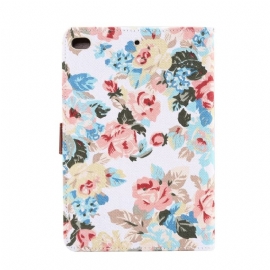 iPad Mini 2019 - Floral Cover Stoff Cover - Hvit