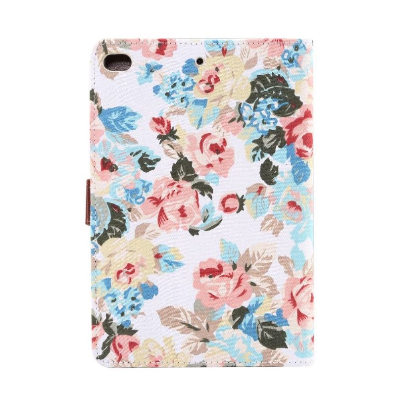 iPad Mini 2019 - Floral Cover Stoff Cover - Hvit