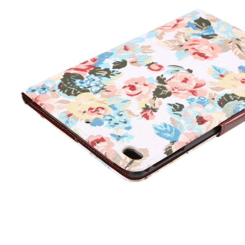 iPad Mini 2019 - Floral Cover Stoff Cover - Hvit