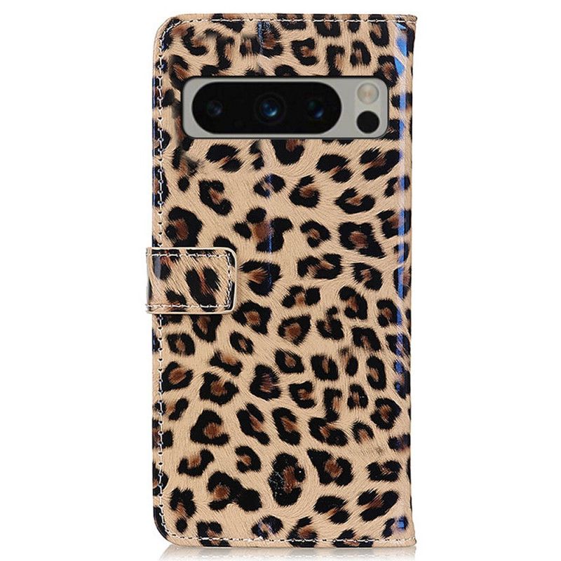 Lærdeksel Folio Deksel Google Pixel 8 Pro Mobildeksel Leopard