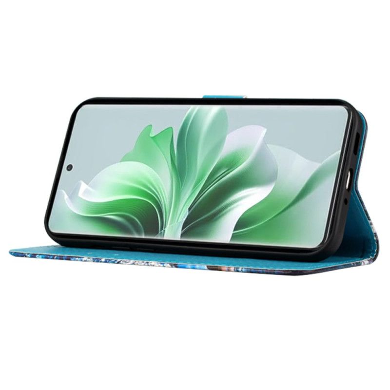 Folio Deksel Oppo Reno 11 Pro 5g Sommerfugler Og Hjerter Med Stropp