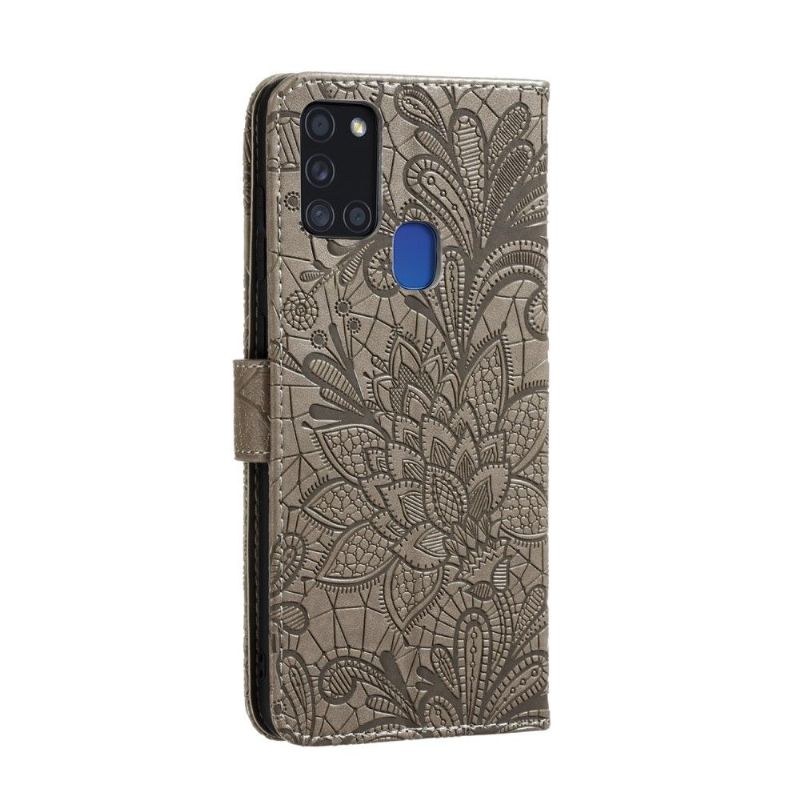 Folio Deksel Til Samsung Galaxy A21s Elegant Blondeblomst