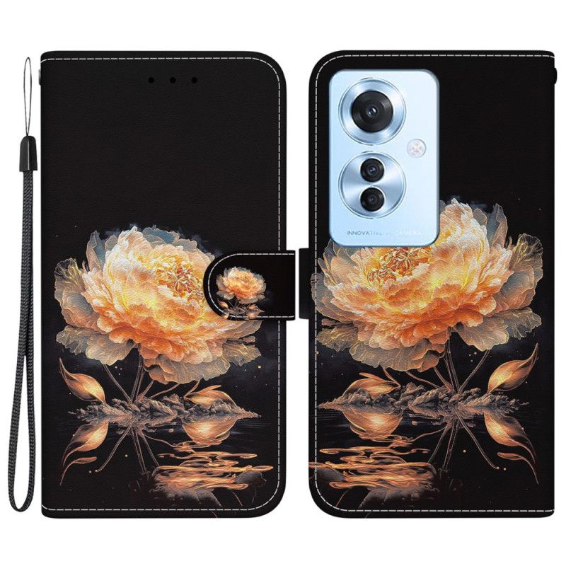 Folio Deksel Oppo Reno 11f 5g Gylden Peon Med Stropp