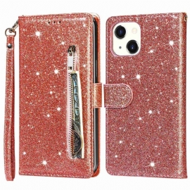 Folio Deksel Til iPhone 14 Plus Glitter Myntpung