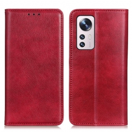 Beskyttelse Deksel Til Xiaomi 12 / 12X Folio Deksel Lychee Split Leather Texture