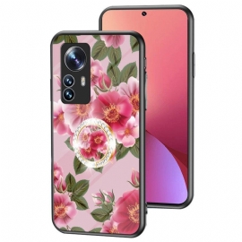 Mobildeksel Til Xiaomi 12 / 12X Herdet Glass Med Blomsterring